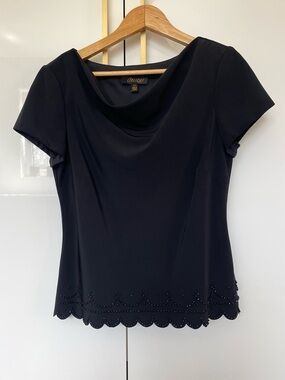 Oblique vintage beaded black top Large